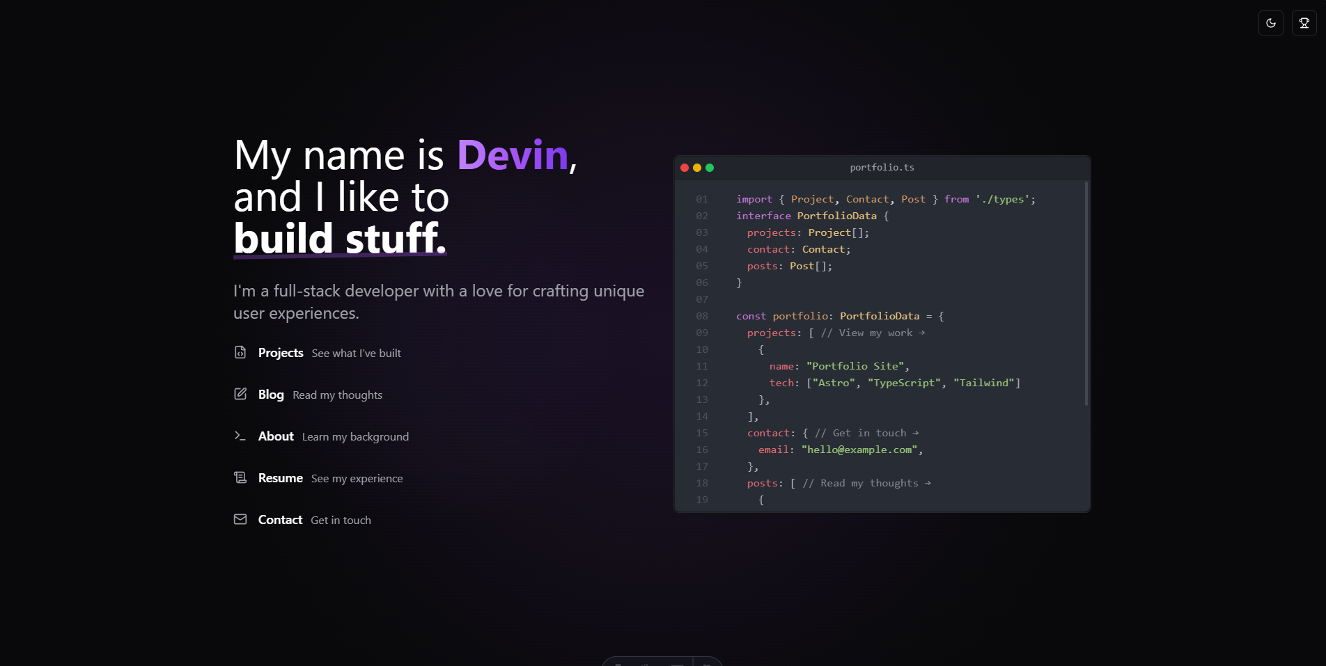 devinrowan.com - Portfolio / Personal Site